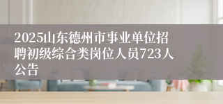 2025山东德州市事业单位招聘初级综合类岗位人员723人公告