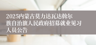 2025内蒙古莫力达瓦达斡尔族自治旗人民政府招募就业见习人员公告