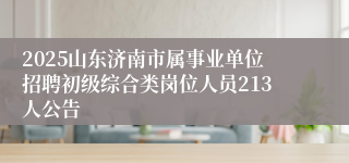 2025山东济南市属事业单位招聘初级综合类岗位人员213人公告