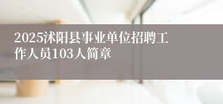 2025沭阳县事业单位招聘工作人员103人简章