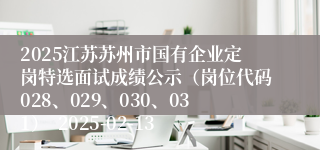2025江苏苏州市国有企业定岗特选面试成绩公示（岗位代码028、029、030、031）  2025-02-13