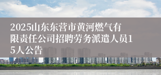 2025山东东营市黄河燃气有限责任公司招聘劳务派遣人员15人公告