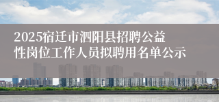 2025宿迁市泗阳县招聘公益性岗位工作人员拟聘用名单公示