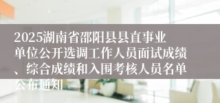 2025湖南省邵阳县县直事业单位公开选调工作人员面试成绩、综合成绩和入围考核人员名单公布通知