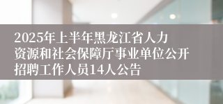 2025年上半年黑龙江省人力资源和社会保障厅事业单位公开招聘工作人员14人公告