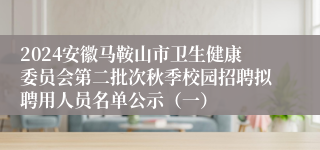 2024安徽马鞍山市卫生健康委员会第二批次秋季校园招聘拟聘用人员名单公示（一）