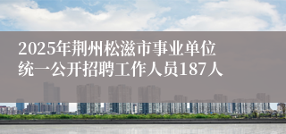 2025年荆州松滋市事业单位统一公开招聘工作人员187人
