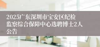 2025广东深圳市宝安区纪检监察综合保障中心选聘博士2人公告
