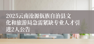 2025云南沧源佤族自治县文化和旅游局急需紧缺专业人才引进2人公告