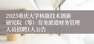 2025重庆大学核能技术创新研究院（筹）劳务派遣财务管理人员招聘1人公告