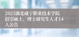 2025湖北咸宁职业技术学院招引硕士、博士研究生人才14人公告