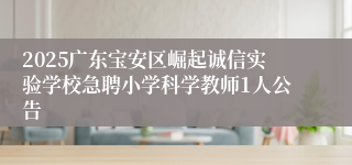 2025广东宝安区崛起诚信实验学校急聘小学科学教师1人公告