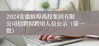 2024安徽蚌埠禹投集团有限公司招聘拟聘用人员公示（第一批）