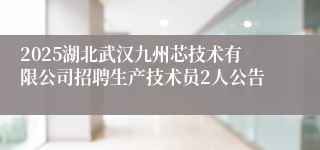 2025湖北武汉九州芯技术有限公司招聘生产技术员2人公告