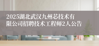 2025湖北武汉九州芯技术有限公司招聘技术工程师2人公告