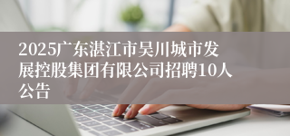 2025广东湛江市吴川城市发展控股集团有限公司招聘10人公告