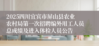 2025四川宜宾市屏山县农业农村局第一次招聘编外用工人员总成绩及进入体检人员公告