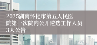 2025湖南怀化市第五人民医院第一次院内公开遴选工作人员3人公告