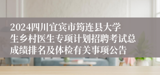 2024四川宜宾市筠连县大学生乡村医生专项计划招聘考试总成绩排名及体检有关事项公告