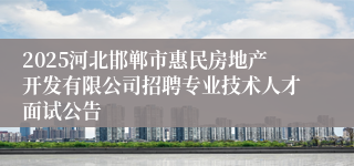 2025河北邯郸市惠民房地产开发有限公司招聘专业技术人才面试公告