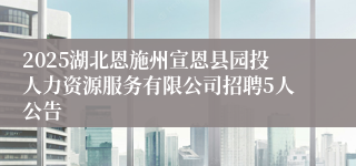 2025湖北恩施州宣恩县园投人力资源服务有限公司招聘5人公告
