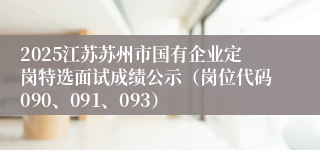 2025江苏苏州市国有企业定岗特选面试成绩公示（岗位代码090、091、093） 