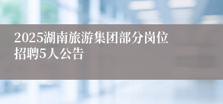 2025湖南旅游集团部分岗位招聘5人公告