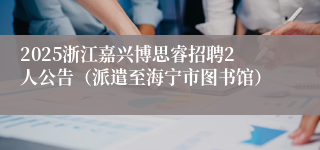 2025浙江嘉兴博思睿招聘2人公告（派遣至海宁市图书馆）