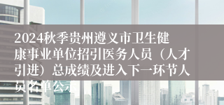 2024秋季贵州遵义市卫生健康事业单位招引医务人员（人才引进）总成绩及进入下一环节人员名单公示