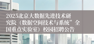 2025北京大数据先进技术研究院（数据空间技术与系统”全国重点实验室）校园招聘公告