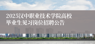 2025汉中职业技术学院高校毕业生见习岗位招聘公告