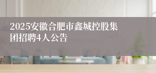 2025安徽合肥市鑫城控股集团招聘4人公告