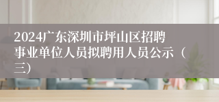 2024广东深圳市坪山区招聘事业单位人员拟聘用人员公示（三）