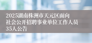 2025湖南株洲市天元区面向社会公开招聘事业单位工作人员35人公告