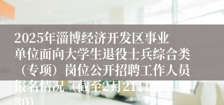 2025年淄博经济开发区事业单位面向大学生退役士兵综合类（专项）岗位公开招聘工作人员报名情况（截至2月21日8：30）