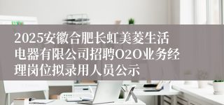 2025安徽合肥长虹美菱生活电器有限公司招聘O2O业务经理岗位拟录用人员公示