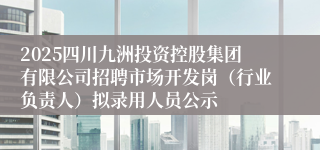 2025四川九洲投资控股集团有限公司招聘市场开发岗（行业负责人）拟录用人员公示