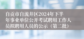 自贡市自流井区2024年下半年事业单位公开考试聘用工作人员拟聘用人员的公示（第二批）