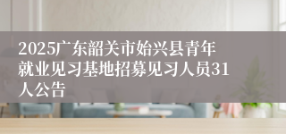 2025广东韶关市始兴县青年就业见习基地招募见习人员31人公告