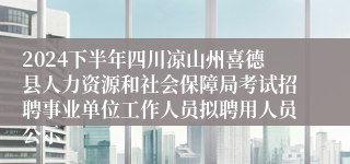 2024下半年四川凉山州喜德县人力资源和社会保障局考试招聘事业单位工作人员拟聘用人员公示