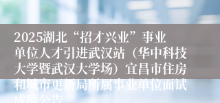 2025湖北“招才兴业”事业单位人才引进武汉站（华中科技大学暨武汉大学场）宜昌市住房和城市更新局所属事业单位面试成绩公告