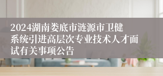 2024湖南娄底市涟源市卫健系统引进高层次专业技术人才面试有关事项公告