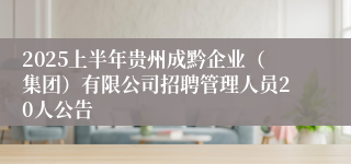 2025上半年贵州成黔企业（集团）有限公司招聘管理人员20人公告