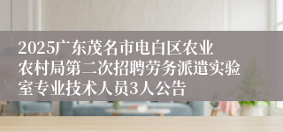 2025广东茂名市电白区农业农村局第二次招聘劳务派遣实验室专业技术人员3人公告