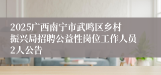 2025广西南宁市武鸣区乡村振兴局招聘公益性岗位工作人员2人公告