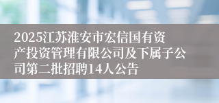 2025江苏淮安市宏信国有资产投资管理有限公司及下属子公司第二批招聘14人公告