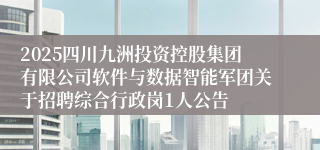 2025四川九洲投资控股集团有限公司软件与数据智能军团关于招聘综合行政岗1人公告