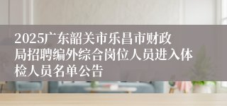 2025广东韶关市乐昌市财政局招聘编外综合岗位人员进入体检人员名单公告