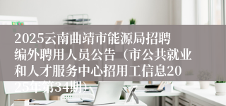 2025云南曲靖市能源局招聘编外聘用人员公告（市公共就业和人才服务中心招用工信息2025年第34期）