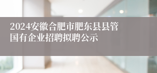 2024安徽合肥市肥东县县管国有企业招聘拟聘公示